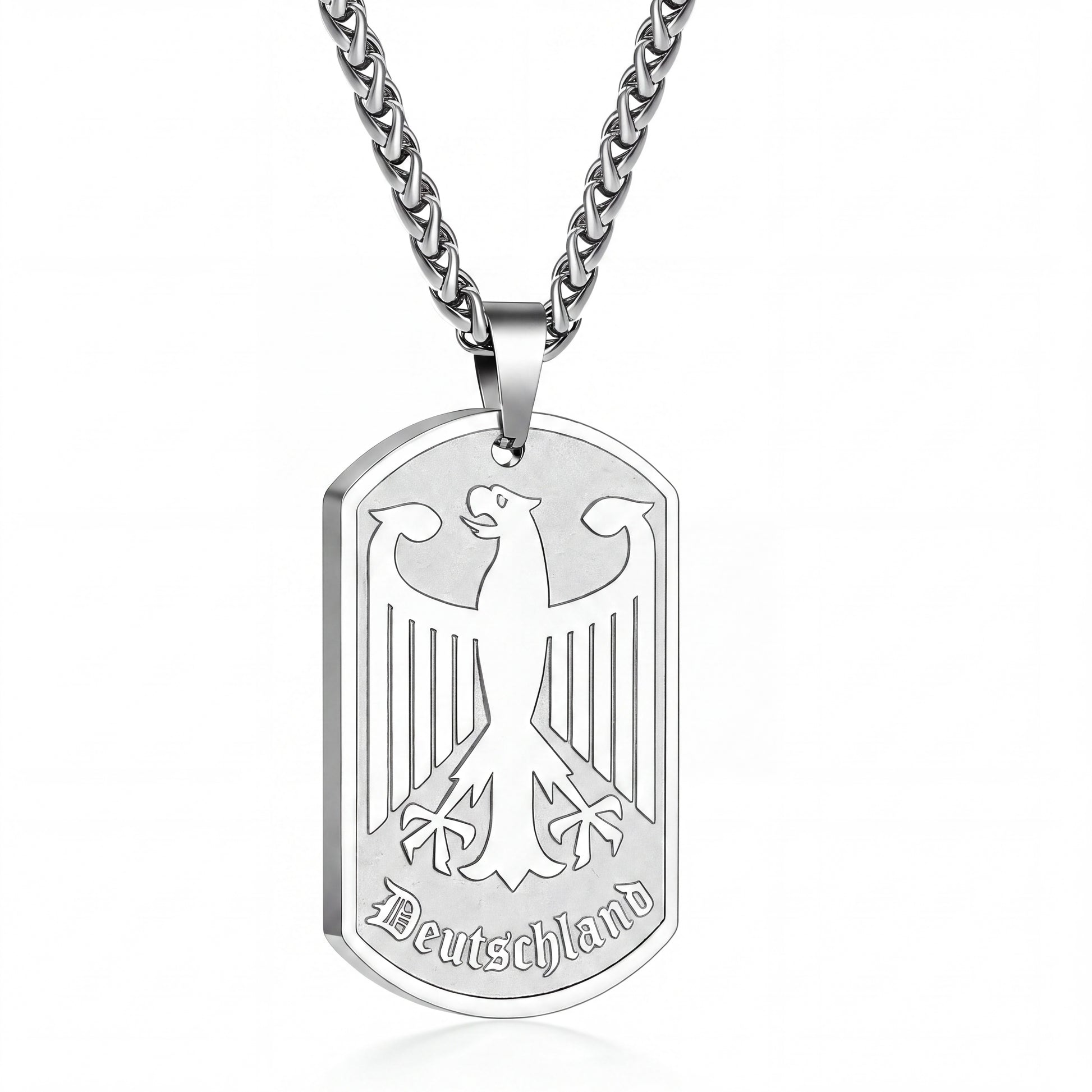 Deutschland Plattenkette – Bundesadler Dog Tag, Silber